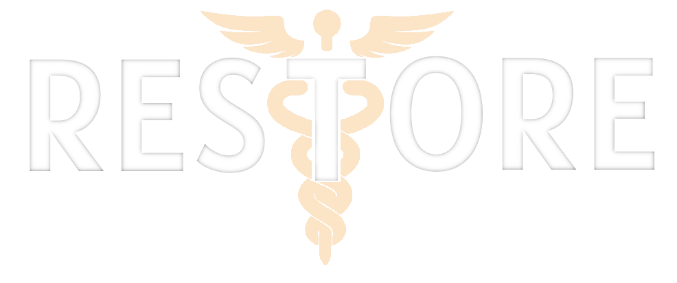 RESTORE project logo with a caduceus for the T